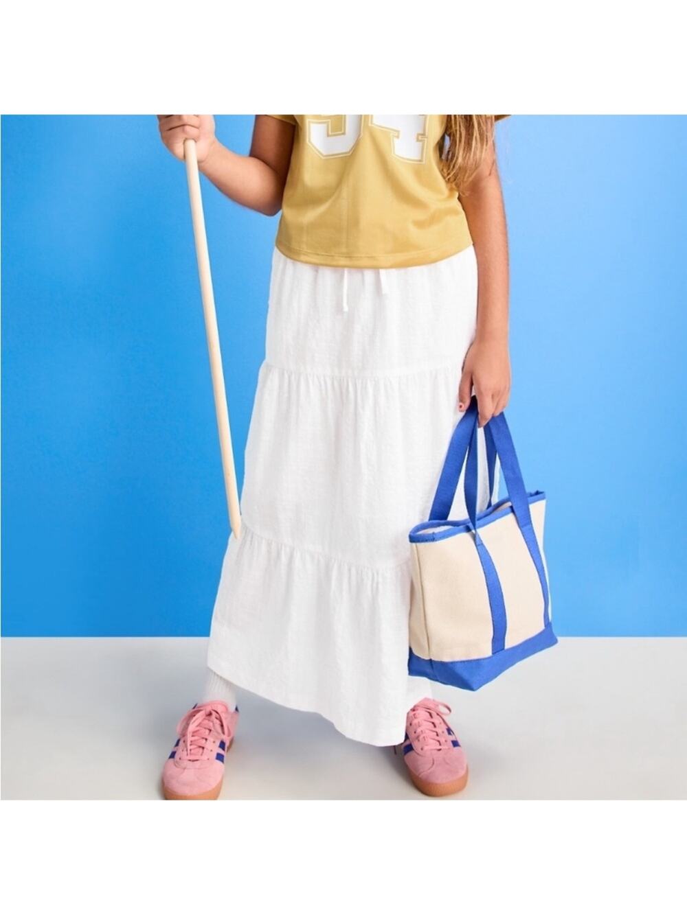 Old Navy Calla Lily White Tiered Swing Midi Skirt